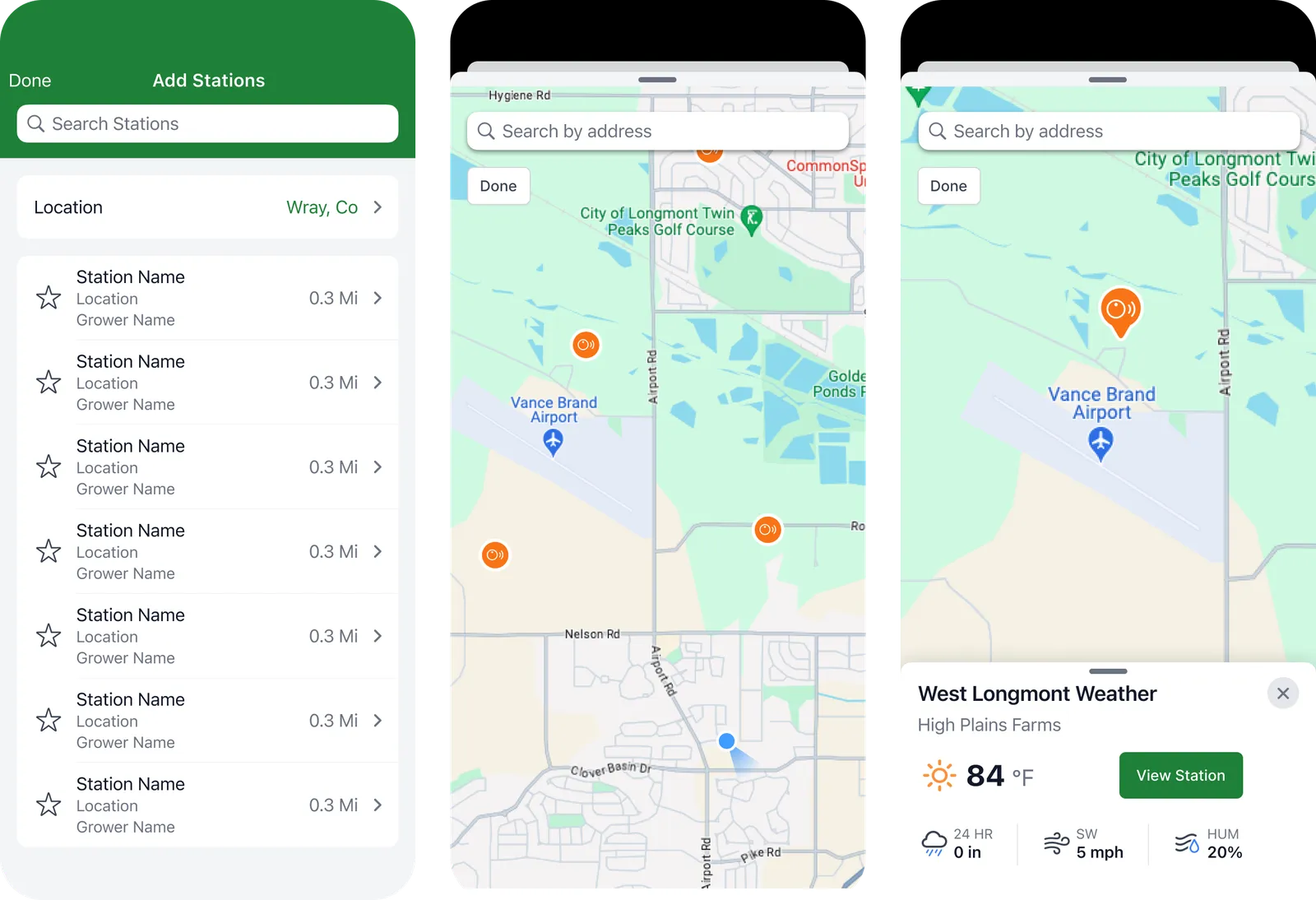 Simplot Weather — Station Selection and Favoriting